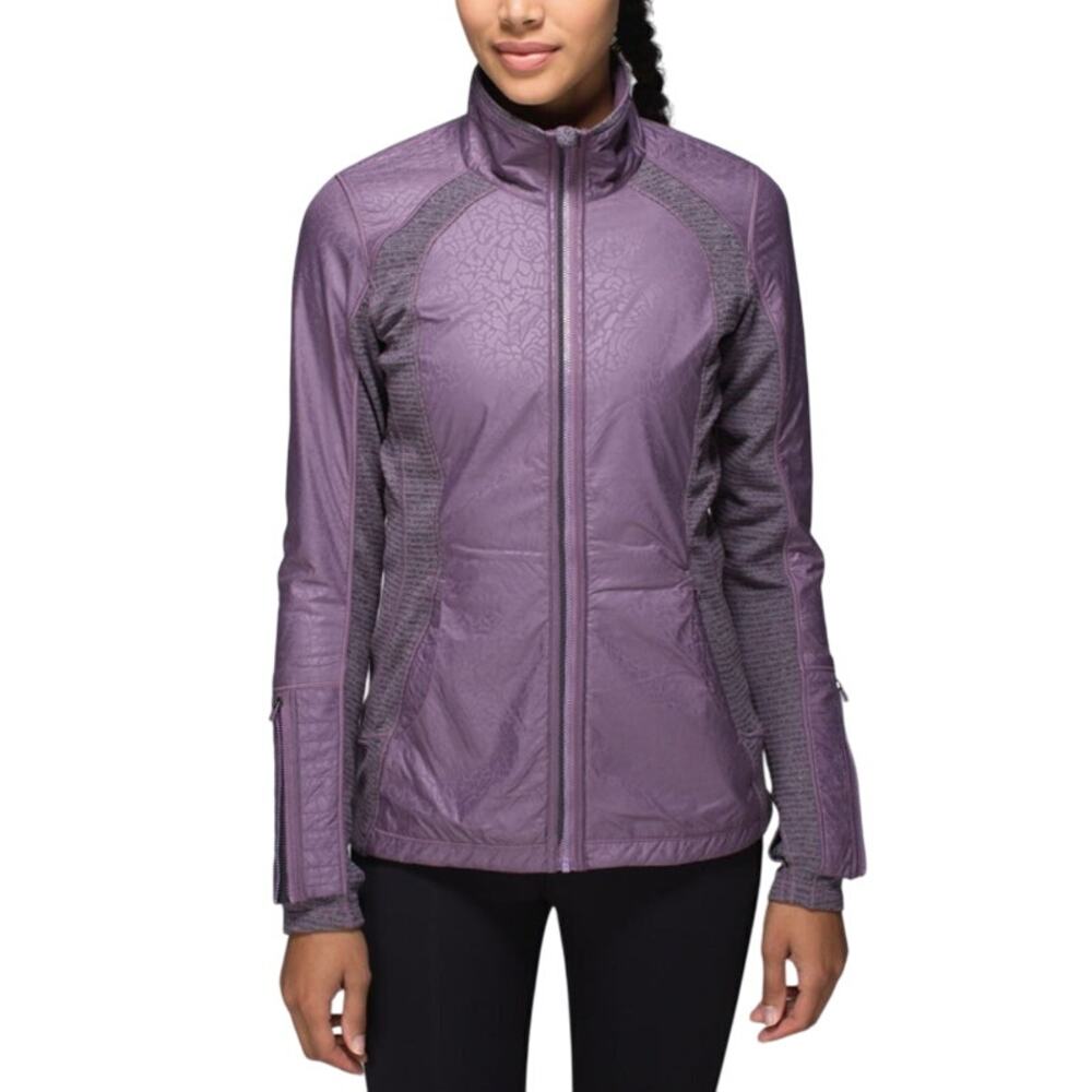Lululemon Rebel Runner Jacket Purple Gray Women's 4 Wind Water Resistant